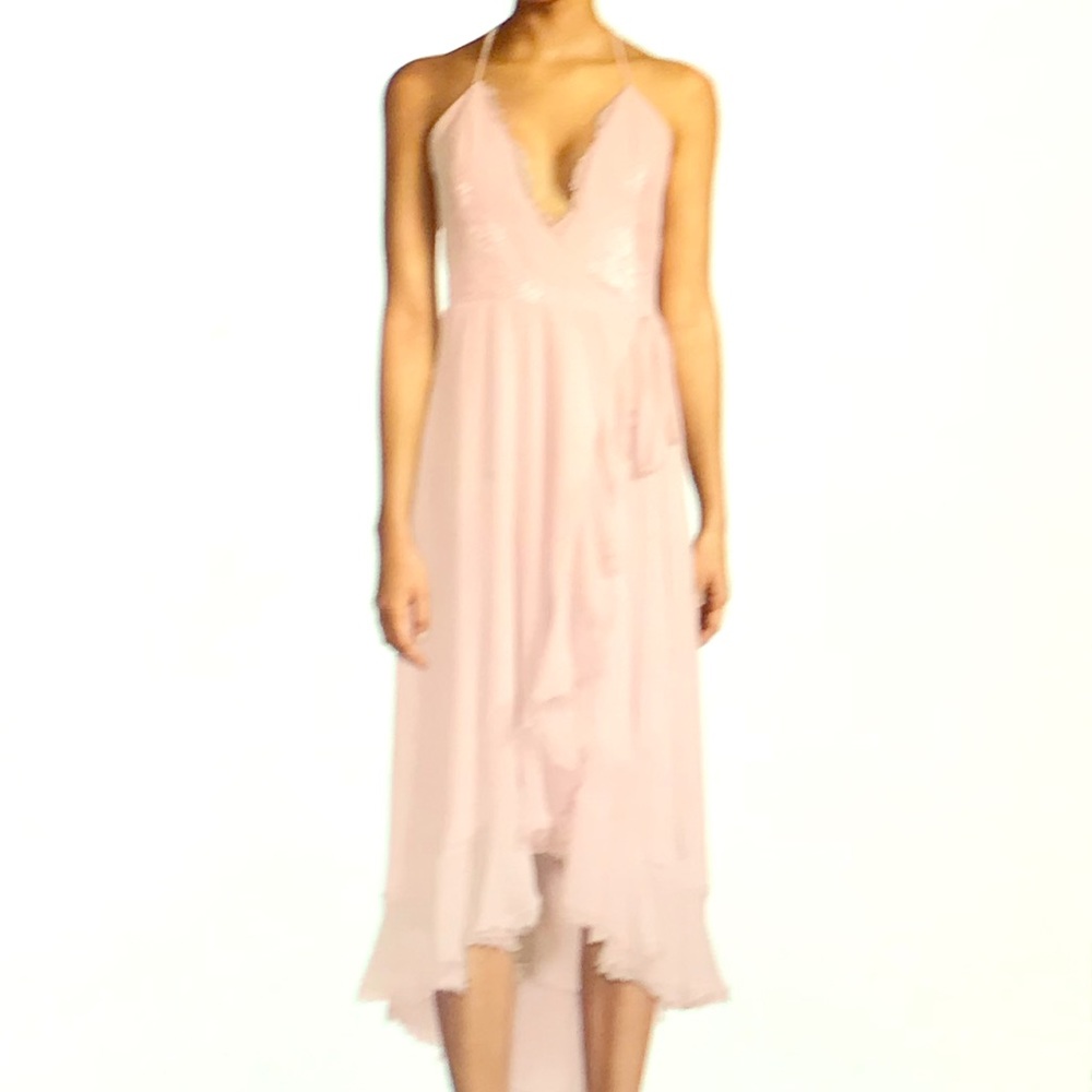 Dress the population blush wrap hi-lo dress
